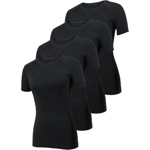 Pack Short Sleeve Compression Shirt Women Workout Athletic Baselayer Yoga Cool Running Tops