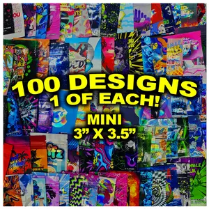 100 Pack Mini 3" x 3.5" Assorted Designs Foil Packaging