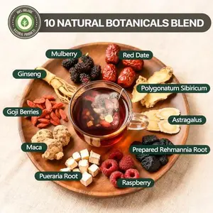 Ginseng Ten Treasures Tea Kidney Tea, Chinese Traditional Herbal Tea, Natural Kidney Cleanse Detox Teas for Women & Men, 10 Precious Ingredients Formula (1 Pack/30 Bags)