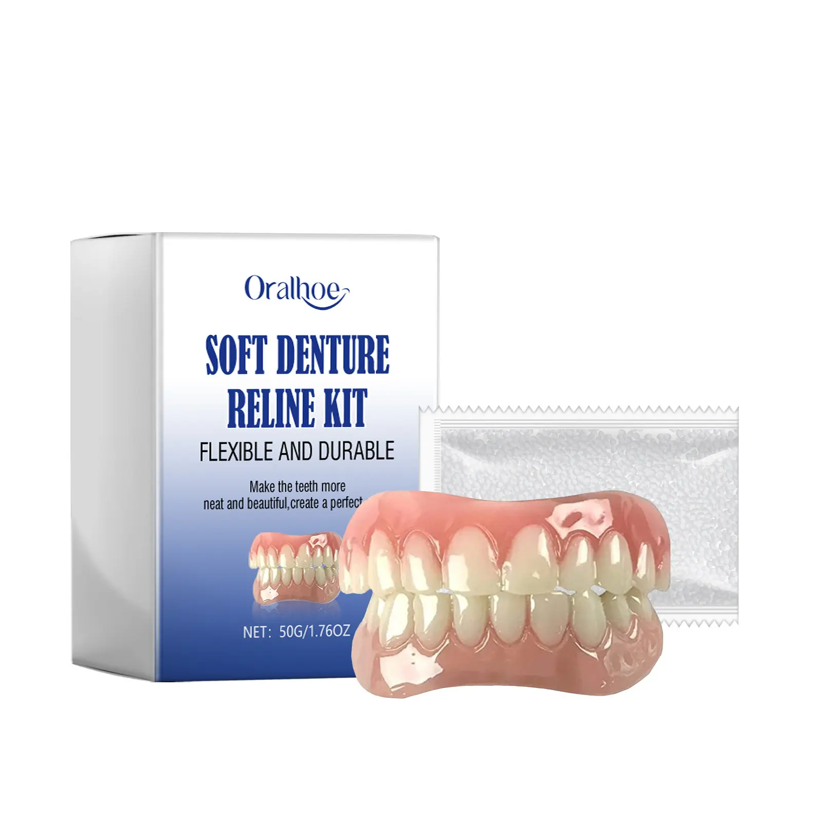 Adjustable Cosmetic Smile Decor Kit - Soft Reusable Temporary Teeth Ornament, Custom-Fit Snap-On Tooth Cover for Beauty Makeup Styling