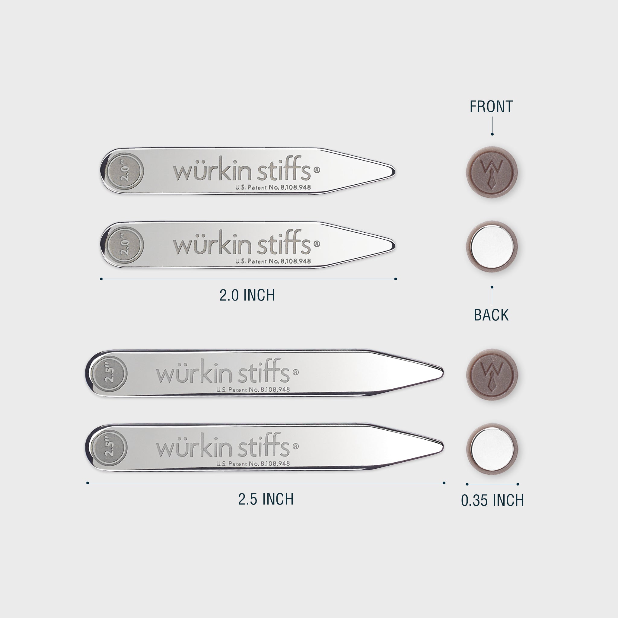Wurkin Stiffs Power Stays Magnetic Collar Stays 2.5m & 2.0m Set for Sharp Polished Look Comfortable Wear Versatile Use