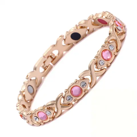 BMTWE Energy Magnetic Alloy Bracelet with Embedded Sparkling Crystals, Adjustable Fit, Luxe Glow, Exquisite Snap Clasp, Gift-Ready Colors, Unisex Daily Fashion Jewelry (Perfect Festive-Party Gift)