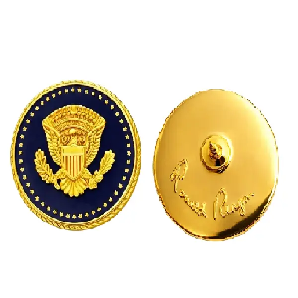 President Ronald Reagan Signature Blue Cobalt 24k Gold Plated Presidential Lapel Pin | Ronald Reagan Signature 24K Gold-Plated Blue Cobalt Eagle Lapel Pin, 50-Star Presidential Collectible Suit Jacket Pin