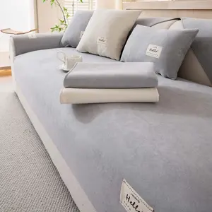 Minimalist Velvet Sofa Cover – 1Pc Pet-Friendly, Non-Slip All-Season Couch Cover, Machine Washable Sofa Pad, Solid Color Slipcover for 2/3/4/5-Seater & L-Shaped Sofas, Universal Fit, Sofa Couch Covers