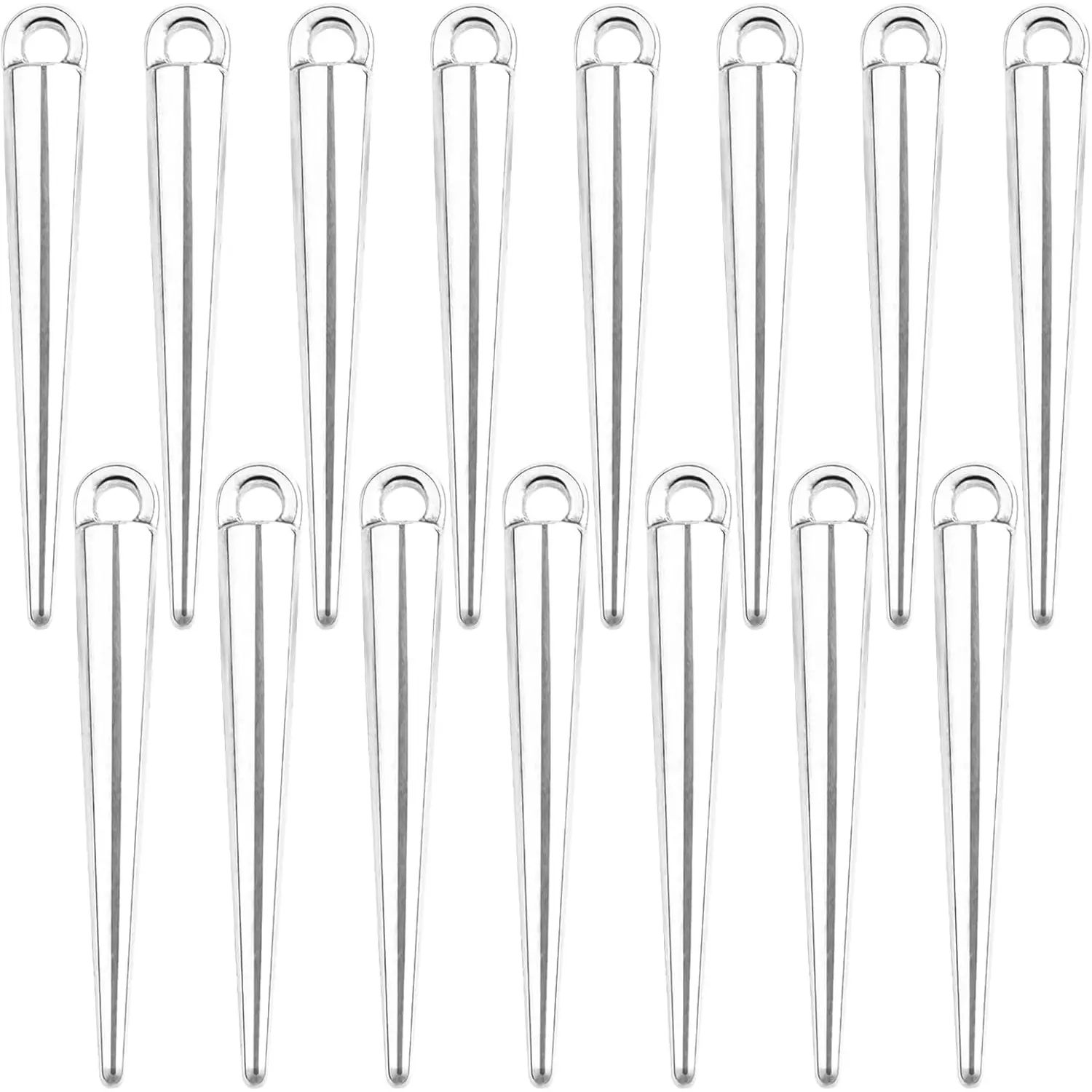 50pcs Antique Silver Spike Bead Pendants Tibetan Alloy Long Bullet Spike Charms Vintage Cone Shape Dangle Pendants for DIY Necklace Earrings Jewelry Making Supplies