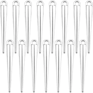 50pcs Antique Silver Spike Bead Pendants Tibetan Alloy Long Bullet Spike Charms Vintage Cone Shape Dangle Pendants for DIY Necklace Earrings Jewelry Making Supplies