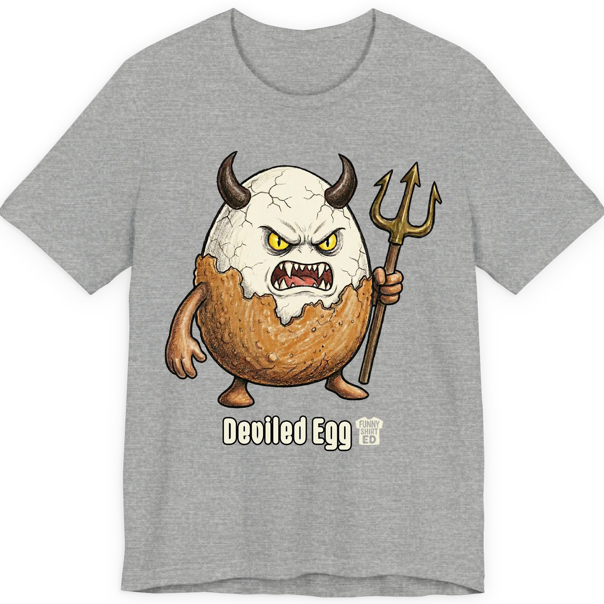 DEVILED EGG - Funny Shirt, Soft Heather Tee, Bella Canvas 3001 Unisex T-Shirt, Aesthetic, Lightweight, Modern, Graphic