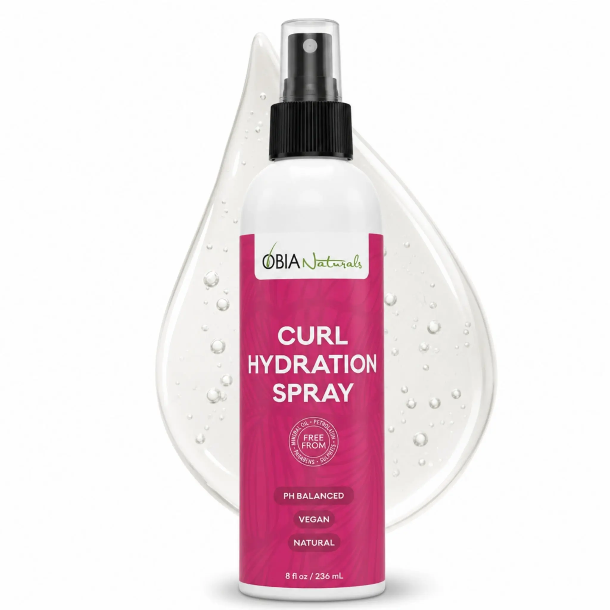 OBIA Naturals Curl Refresher Spray for Curly Hair -Day-2 Curl Reviver, Lightweight, No Residue, Argan & Rose Leave-In Hair Treatment, 8oz