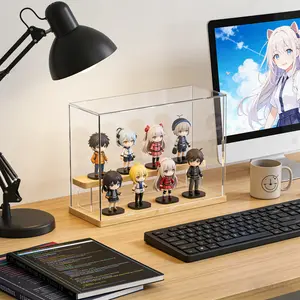 Action Figure Storage Box, Cute Figure Box, Blind Box Doll Organizer, Acrylic Display Case, 2-Layer Wooden Stair Transparent Storage, Christmas Valentine New Year Decor