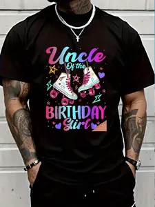 100% Cotton Uncle Of The Birthday Rolling Skate Family Bday Party T-Shirt Women's Men's Graphic Tee Crew Neck summer vacation Tops
