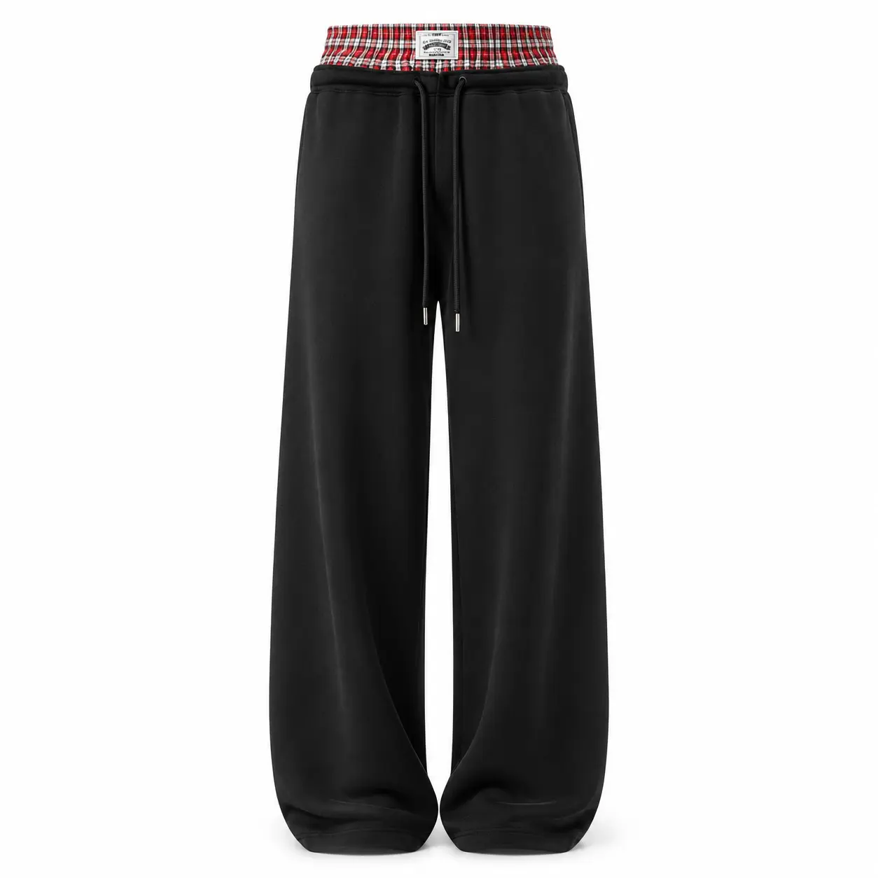 Double Waist Washed Baggy Sweatpants Loose Wide Leg Plaid Patchwork Casual Pants with Pockets for Comfortable Wear.There are two specifications: seven points and trousers.Plaid Sweatpants Men's Fit Relaxed
