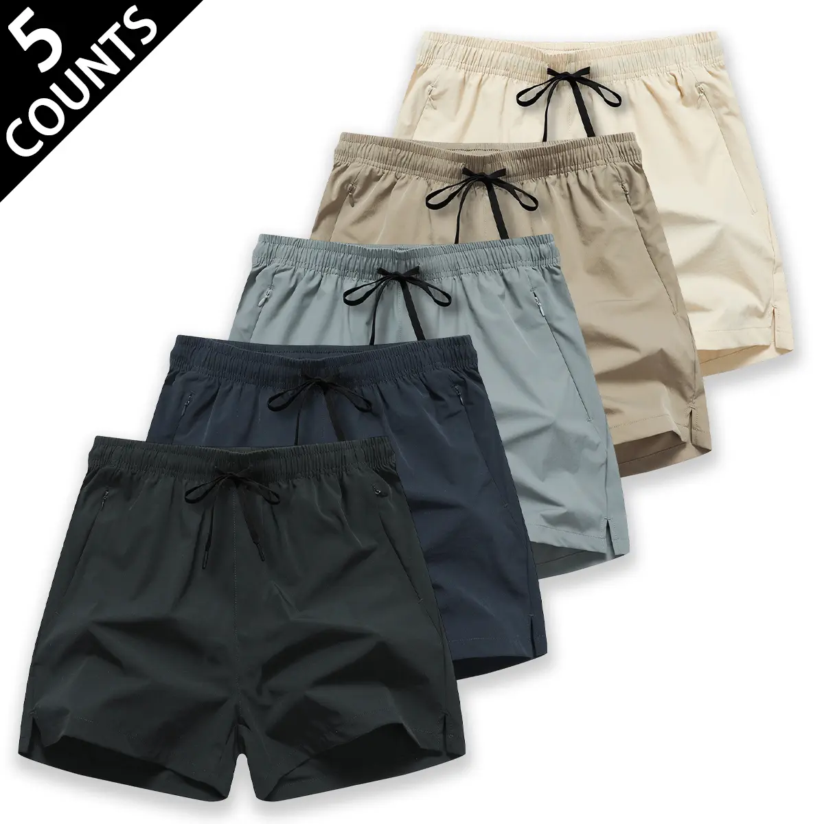 Men's 5 Inch Running Shorts, Quick Dry Lightweight Gym Shorts with Zipper Pockets, Elastic Waist Drawstring Athletic Workout Shorts for Summer, Fitness, Hiking, Beach, Men's Casual Activewear 2026 Trending