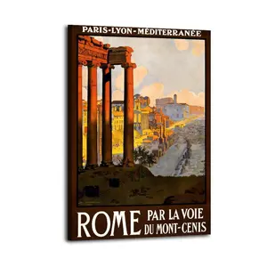 Vintage Travel Poster Rome Italy Tourism Poster Decorative Painting Canvas Wall Art Picture Print Modern Family Bedroom Decor