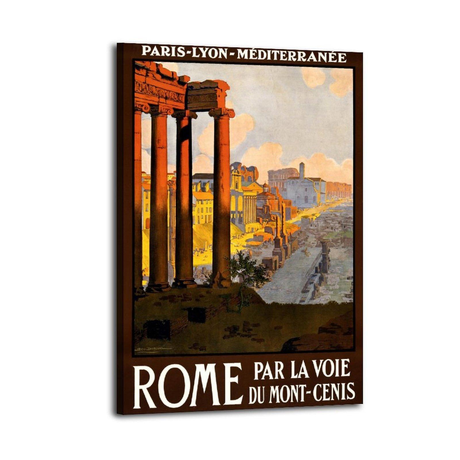 Vintage Travel Poster Rome Italy Tourism Poster Decorative Painting Canvas Wall Art Picture Print Modern Family Bedroom Decor