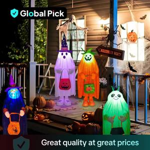 halloween ghost decoration with led light, 1 count cute ghost hanging decoration, halloween decoration for home yard fireplace, ornaments