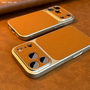 New Arrivals Luxury 17 ProMax Retro Lychee Pattern Protective Phone, Cellphone Case Compatible with iPhone 17 Pro Max Air 16 15 14 13 12 11 Cover Men Women Camera Lens Protection Matte Full-cover Ai Button Soft Bumper Back