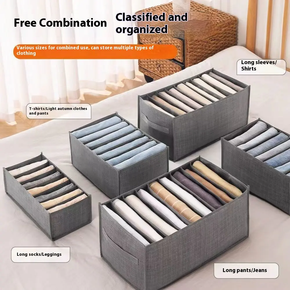 Jeans Storage Box Clothes & Pants Storage Organizer / Ultimate Clothing Storage Solution Clothing & Underwear Storage Basket Compartmentalized Storage Box Autumn Light transparent plastic storage box multipurpose durable hook