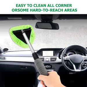Car windshield cleaning brush, telescopic window glass cleaning brush, defogging tool set (brush 1 + cloth cover 2 + sprayer 1) Car cleaning accessories