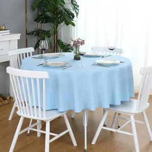 Baby Blue Round Tablecloth Waterproof Heavy Duty Wrinkle Free Polyester Fabric Table Cloth, Spillproof Washable Table Cover for Party, Camping, Picnic, Banquet Indoor and Outdoor