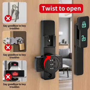 Punch-Free Combination Cabinet Lock - 3-Digit Password Safety Lock for Closets, Drawers &Cupboards - No Drill Adhesive Installation - Renter Friendly Baby Proofing  Privacy Protector - Heavy Duty Security Latches for Home Office