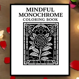 Adult Coloring Book Single Color Pages, Relaxing Art Therapy for Stress Relief & Creativity, Landscape Floral Designs Included