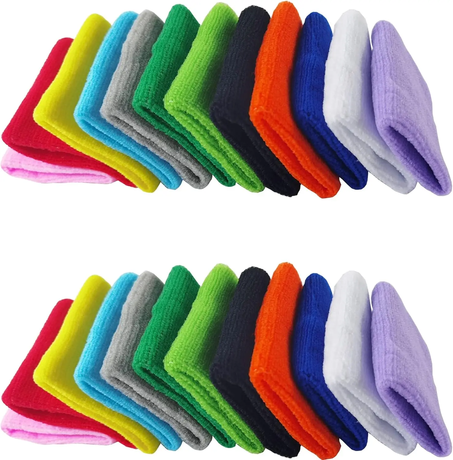 24PCS Colorful Sports Wristbands Cotton Sweatband Wristbands Wrist Sweatbands Wrist Sweat Bands for for Men and Women, Good for Tennis, Basketball, Running, Gym, Working Out (12Pair)