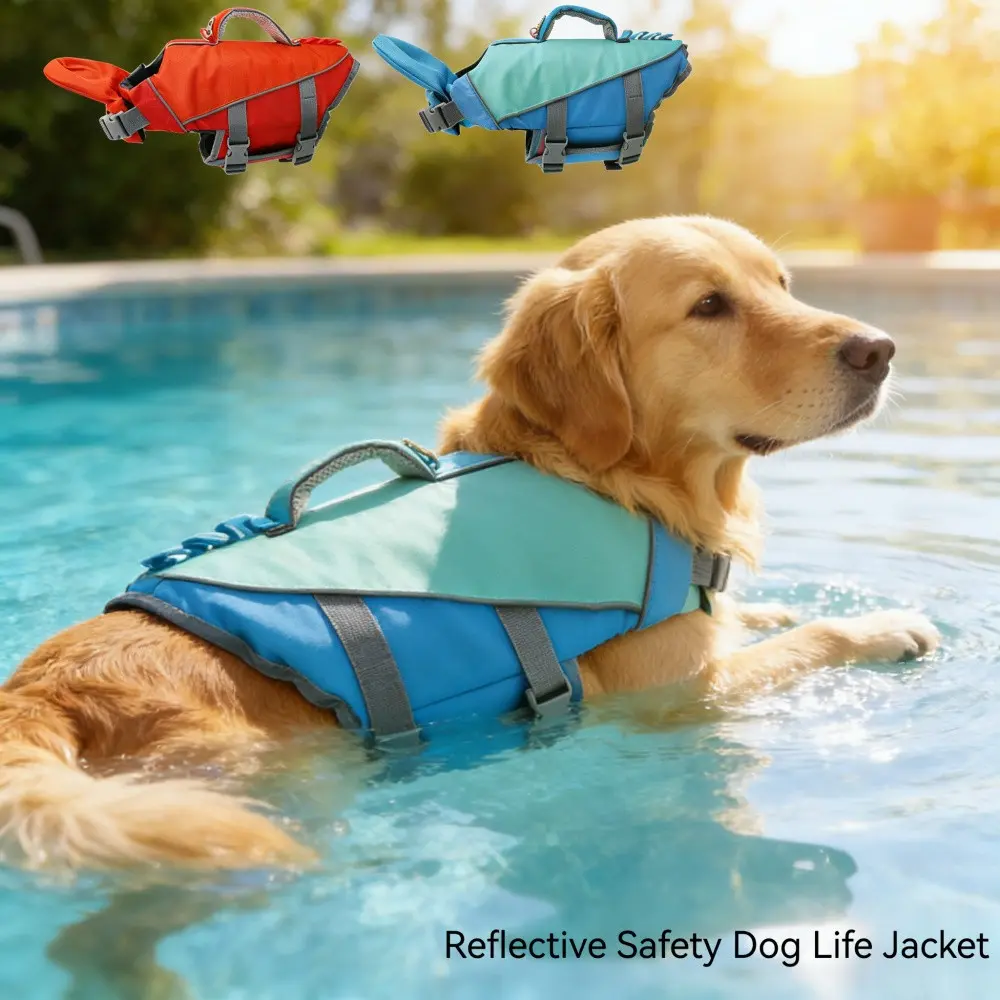 Dog Swimwear with Quick-Release Rescue Handle, High Visibility, Adjustable Safety Fit, Ideal for Swimming, Boating, Beach