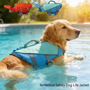 Dog Life Jacket with Quick Grab Rescue Handle, High Visibility, Adjustable Safety Fit, Safe for Swimming, Boating, Beach