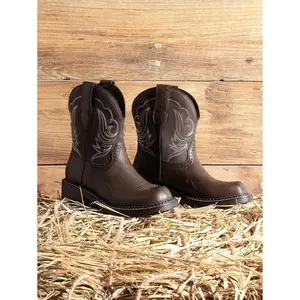 SY Women's Cowboy Western Ankle Booties, Thick Heel Slip-On Embroidered Square Toe Mid-Calf Fashion Boots, For Country Concerts, Rodeos, And Casual Outings,Autumn Winter Short Shaft Riding Boots