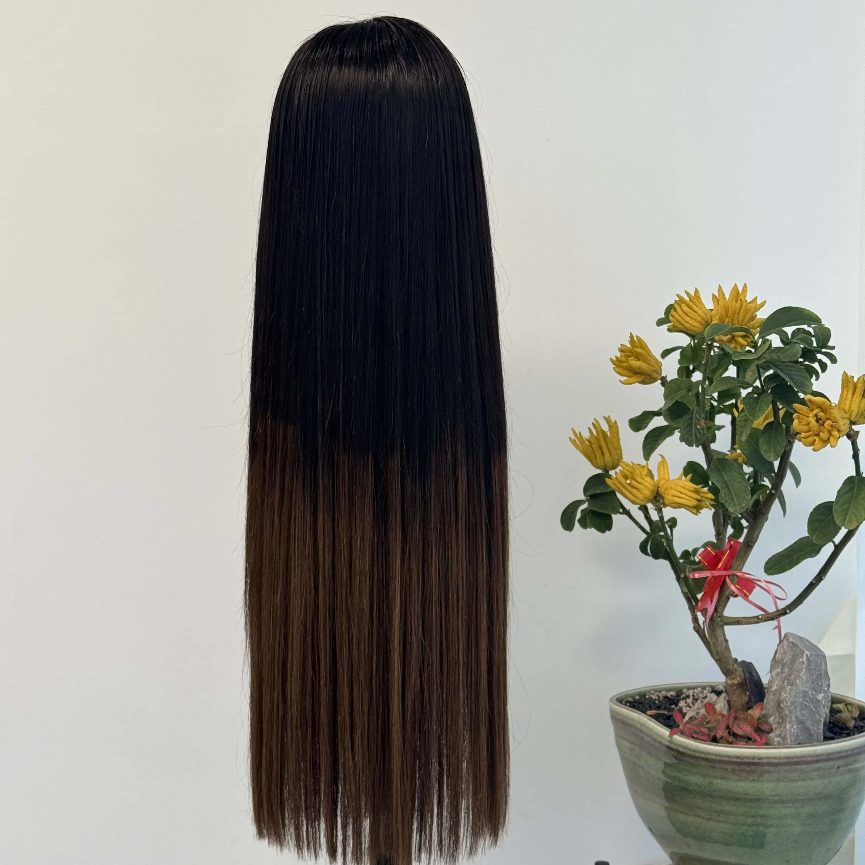 Female 5X5 HD Lace Wig - 200% Density 100% Raw Vietnamese Human Hair, Ombre Brown Bone Straight, Super Double Drawn, Glueless, 20-30 Inch, Normal & Drawstring Cap Options, Straight Bob Wig Compatible, Vietnamese Hair, 20Inch To 30 Inches, Heat Resistant W