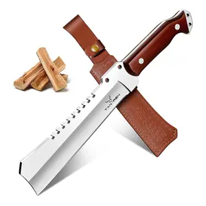 TAN REN Fixed Blade Outdoor Tool with Wood Handle, for Garden, Yard, Camping and Brush Clearing Tasks.