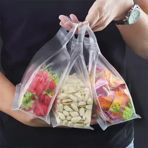 Reusable Food Storage 10pcs Frosted EVA Material Leakproof Stand Up Bags for Fruits Vegetables Fresh Preservation Kitchen Organizer