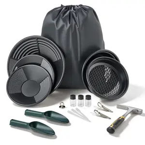 fathersdaygift VEVOR Gold Panning Kit, 10 in and 14 in Pans, 19 PCS Portable Prospecting Equipment Kit with Classifier Sieves, Sand Magnet, Rock Pick, Scoops, Backpack, and Accessories, for Outdoor Gold Recovery