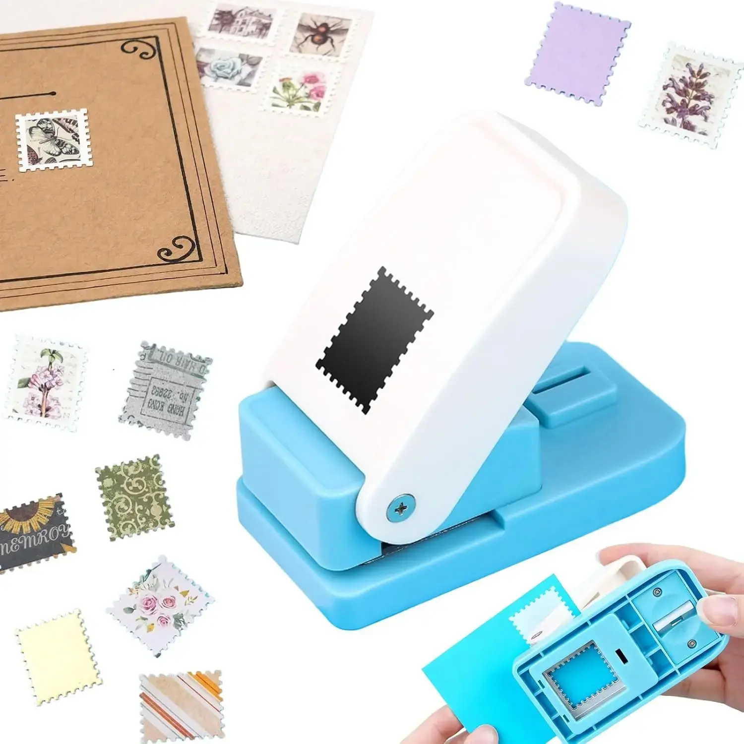 Manual Lever Floral Stamp Puncher - Stop Cutting by Hand! Creative DIY Gift & Easy Craft Paper Trimmer for Perfect Postage Stamps with Clean Edges. Ideal for Journals, Envelopes, Scrapbooking & DIY Crafts - Best Gift for Crafters, Teachers & Kids