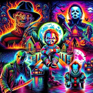 Classic Horror Movie Villain 5D Diamond Painting Kits Full Round Drill Halloween Chucky Killer Dark Art Mosaic Cross Stitch Decoration
