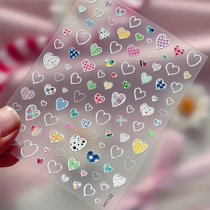 5D Embossed Self-adhesive Nail Stickers, 3D Acrylic Art Decals with Gold and Silver Foil for Feminine Decorated Nails - 1 Sheet, Single Item, 3D Acrylic Nail Art Stickers & Decals