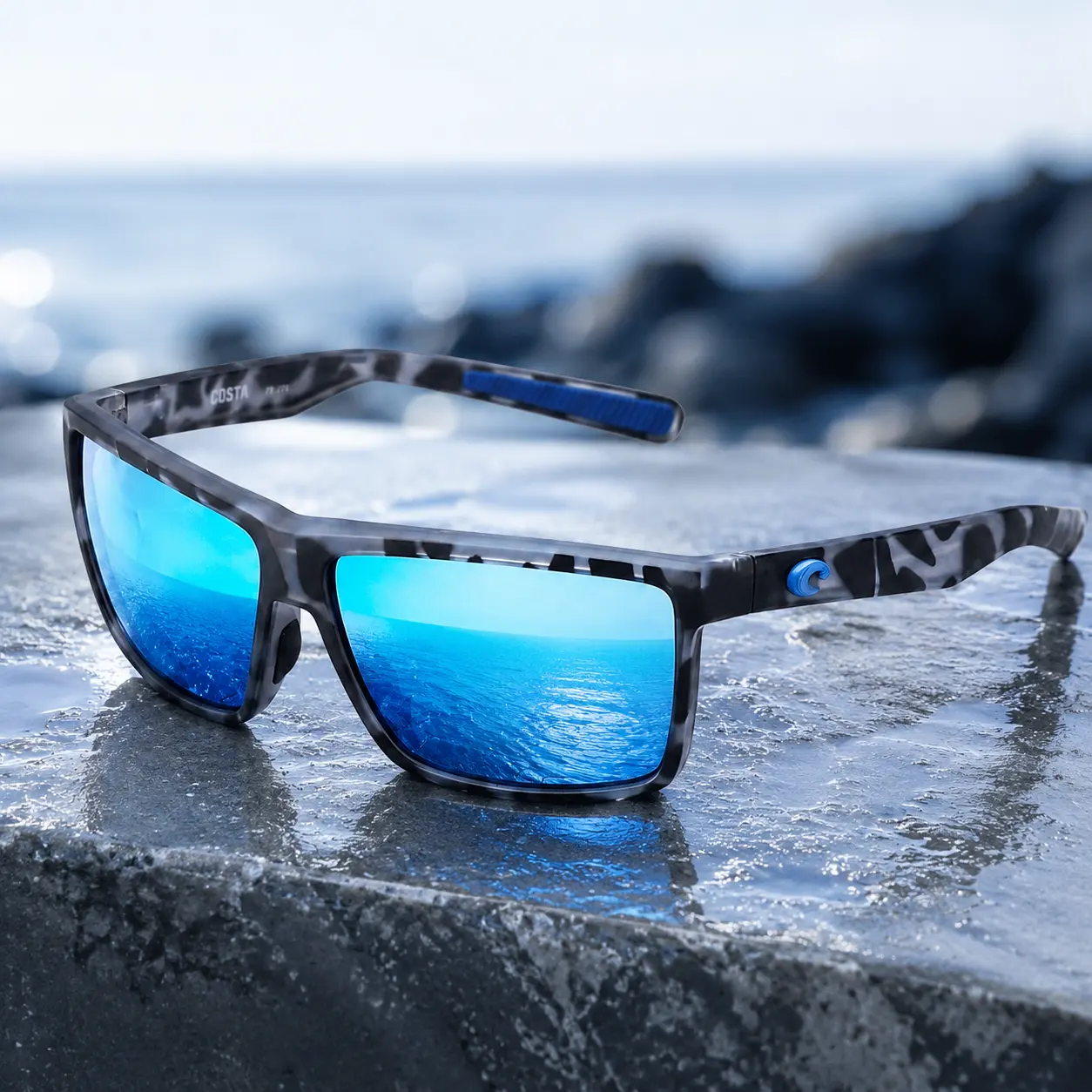 Costa Del Mar Polarized Blue Mirror Sunglasses for Men, Fishing Sunglasses with UV Protection, Anti-Glare Sport Shades for Offshore Fishing Boating Driving Beach Outdoor