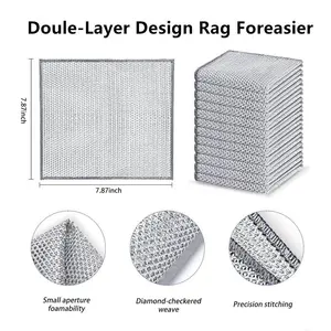 10/20-Pack Premium Stainless Steel Dish Scrubbers – Heavy Duty Non-Scratch Cleaning Pads for Pots, Pans & Sinks | Reusable, Rust-Proof & Dishwasher Safe (Silver)