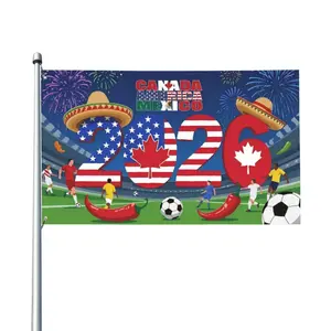 2026 North American Soccer Championship Single-Flag Decorated Polyester Flag with Canada, USA, and Mexico Themes, Perfect for Outdoor Patio Parties