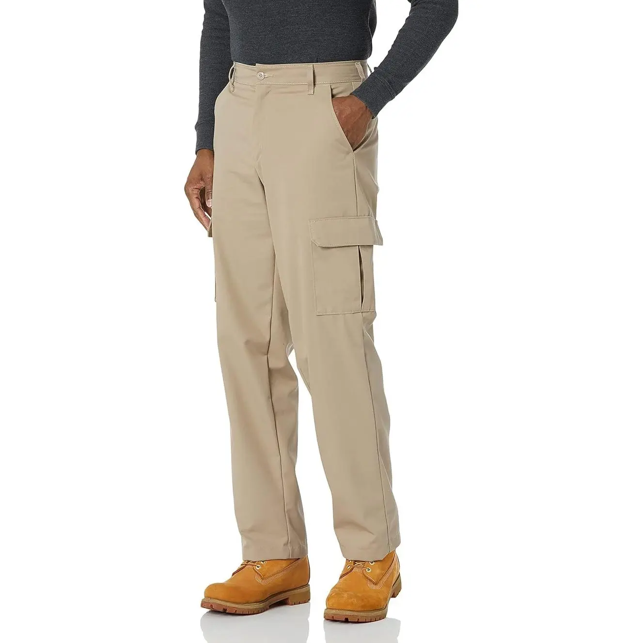 Red Kap Men's Industrial Cargo Pants - 42W x 30L Khaki, Loose-Fitting Straight Relaxed Bottoms, Durable Touchtex Trublack Fabric, Moisture-Wicking, Stain-Resist, Multiple Pockets, Zipper-Button Closure, Full Length, Heavy-Duty Hardware, Color-Retaining