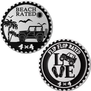 Hicarer Beach Rated & Flip Flop Rated 2 Pcs Car Emblem 4x4 3D Automotive Badges Round Metal Duck Car Badge Decal Sticker Compatible with Vehicles Trucks Motorcycle Bumper