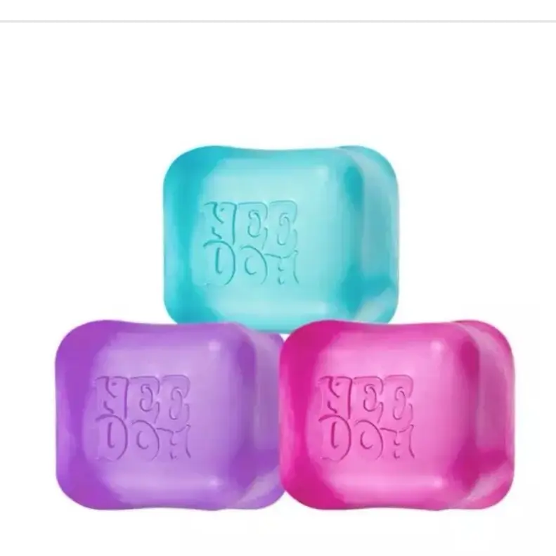 NeeDoh Nice Cube – Sensory Fidget Toy with Super Solid Squish, Stretchable Stress Relief, One Random Color