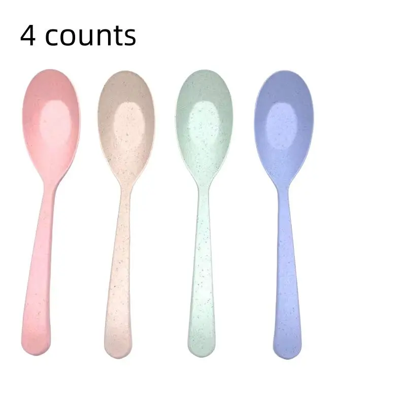 Random Color Spoon (4 Counts), Plastic Spoons, Long Handle Soup Spoons, Household Dinner Spoons for Kitchen Dining Room, Kitchen Cutlery