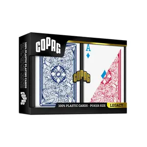 Copag Legacy 4‑Color 100% Plastic Playing Cards – Poker Size Regular Index Double Deck (Blue/Red)