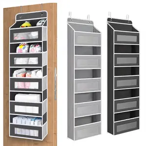 1PCS Over-the-Door Organizer, Over-the-Door Storage Organizer with 5 large pockets and 10 mesh side compartments, heavy-duty hanging storage for bathroom, bedroom closet, space-saving organizer