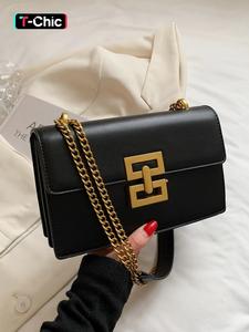women's chain strap pu leather casual stylish crossbody bags, simple all-match solid color bag with buckle design, trendy fashionable shoulder bag for daily used, fashion purses, solid color shoulderbag