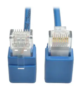 Tripp Lite TRL-N201-SR1-BE 1 ft. Cat6 Gigabit Snagless Molded Slim UTP Patch Cable & Right-Angle Connectors with RJ45 Male-Male, Blue