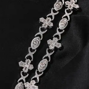 18K Gold Vacuum Plated Copper with 5A+ Sri Lanka Zircon Eyes&Cross Necklace Miami Italy Mexico & Micro Inspired for Women & Men Luxury Jewelry,Daily Wear,Casual Fashion,Gift Idea,Chicano,Classic,Hip Hop,Simple,Sporty Style