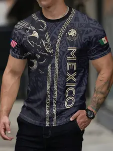 Mexico Style Soccer Jersey, Stylish Jersey, Crew Neck Comfortable Sports Top, Suitable for Soccer Match, Training, Casual and Holiday Wear