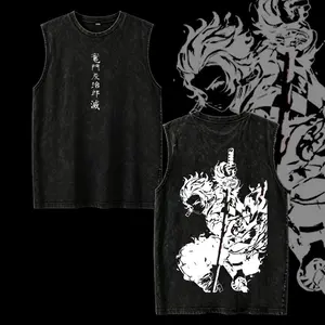 Tanjiro Kamado T-Shirt – Demon Slayer Kimetsu no Yaiba Vintage Washed Oversized Heavy Cotton Anime Manga Tee, Unisex Streetwear Retro Graphic Top Gift for Otaku Fans